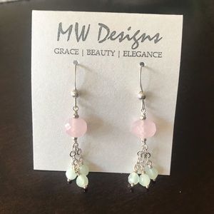Handmade rose quartz aventurine earrings